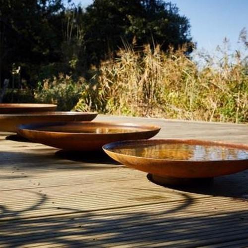 Corten Steel Curved Water Bowl  (60D cm)