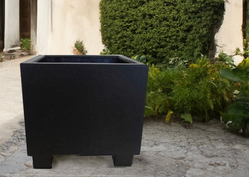 Large Polystone Cube Planter with Feet 114 x 114 x 128 (H) cm in Slate Black