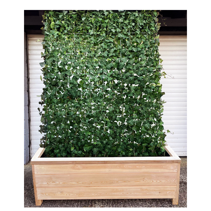 Price ex VAT. Wooden Larch Trough for Green Screens with posts (132L X 40D X 50H cm, No Staining/Natural)